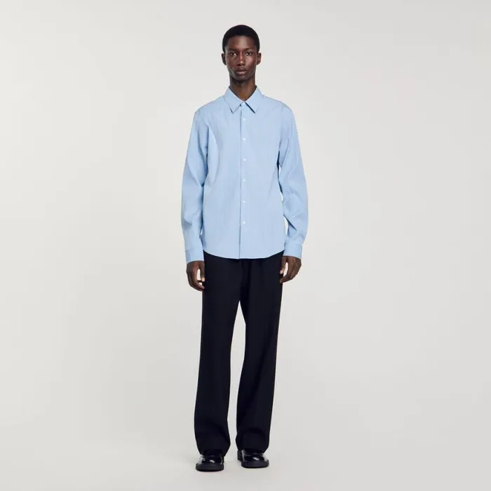 Men Shirts SANDRO Striped Shirt Sky Blue