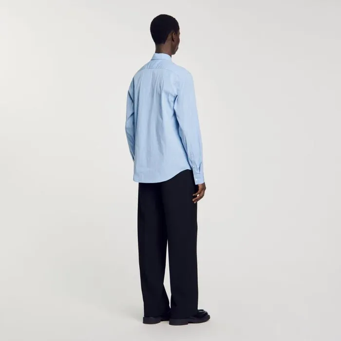 Men Shirts SANDRO Striped Shirt Sky Blue