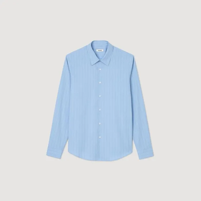 Men Shirts SANDRO Striped Shirt Sky Blue