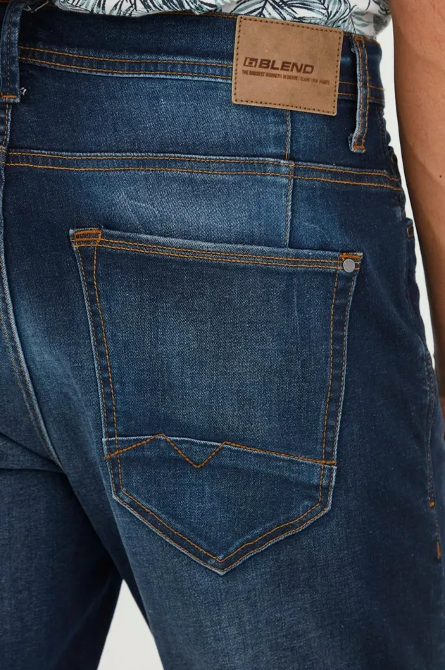 Men Shorts Blend Denim Shorts Denim Dark Blue