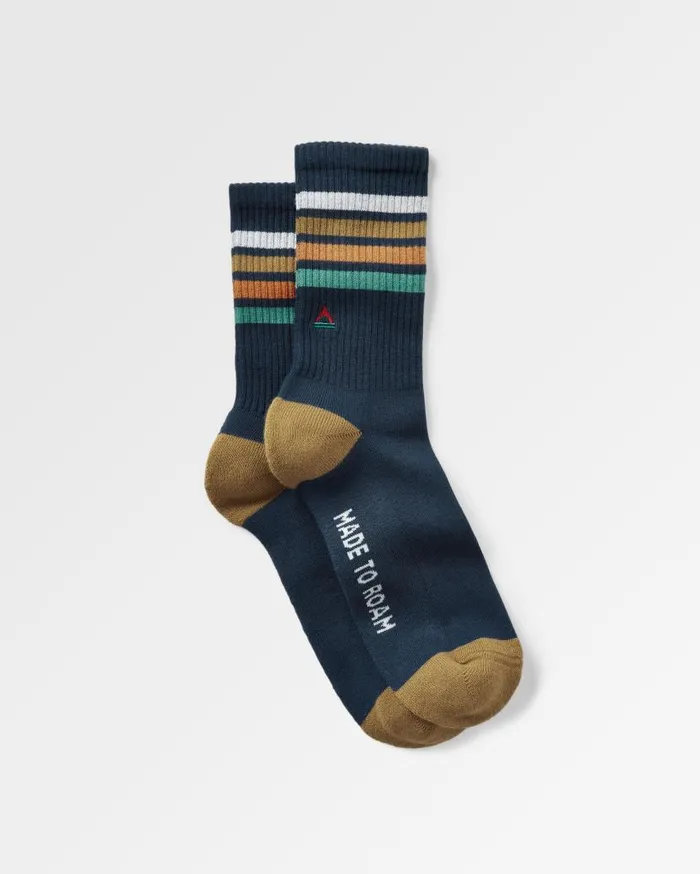 Men Socks Passenger Organic Midweight Crew Socks Navy Navy