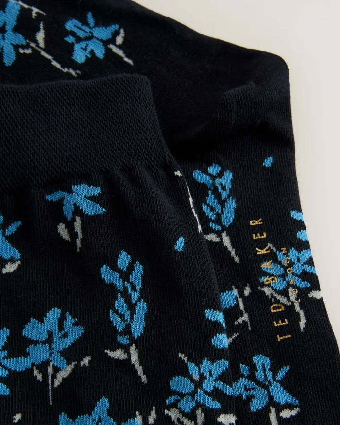 Men SOKKTEN 8211 Floral Pattern Crew Socks Blue Ted Baker Socks