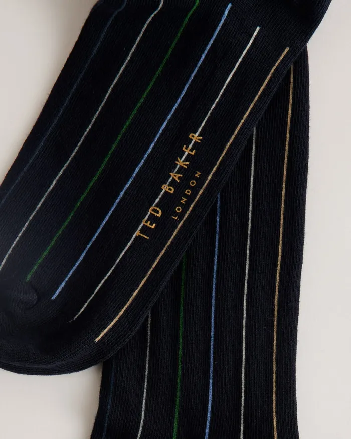 Men SOKKTHR 8211 Vertical Pin Stripe Socks Navy Ted Baker Socks
