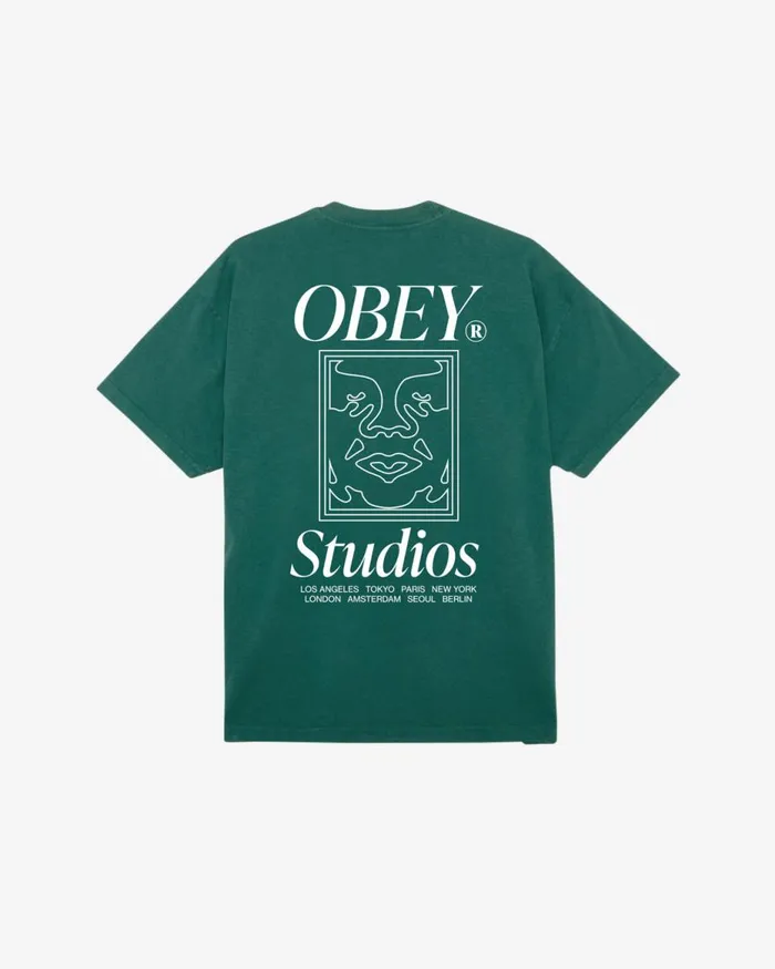 Men STUDIOS ICON HEAVYWEIGHT TSHIRT Hydrangea OBEY Clothing TSHIRTS