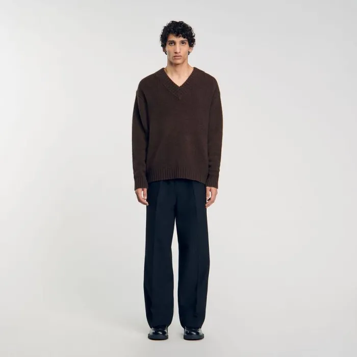 Men Sweaters and Cardigans SANDRO Chunky Knit Sweater Brown Men Sweaters and Cardigans SANDRO Chunky Knit Sweater Brown