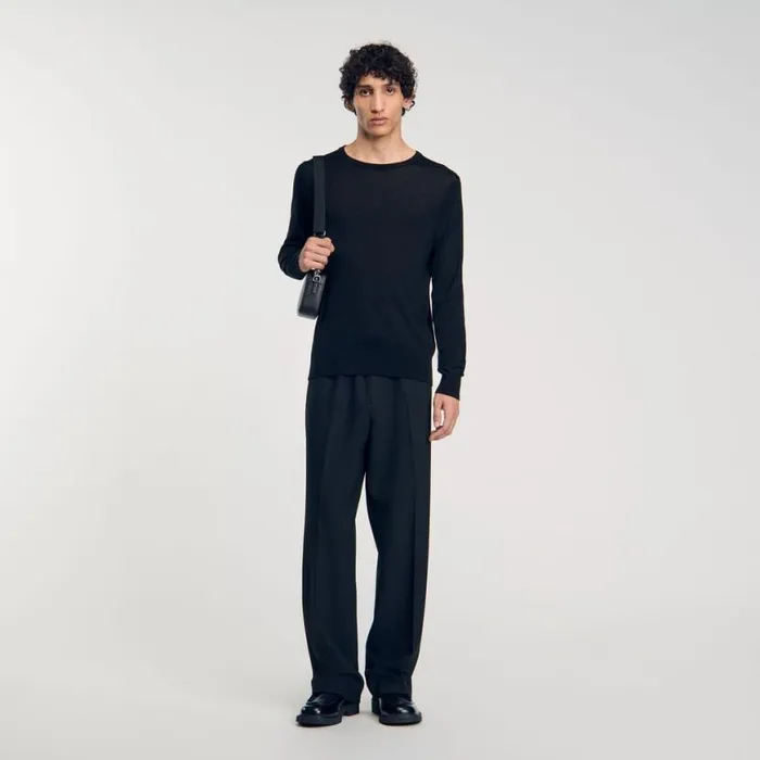 Men Sweaters and Cardigans SANDRO Fine Knit Sweater Black