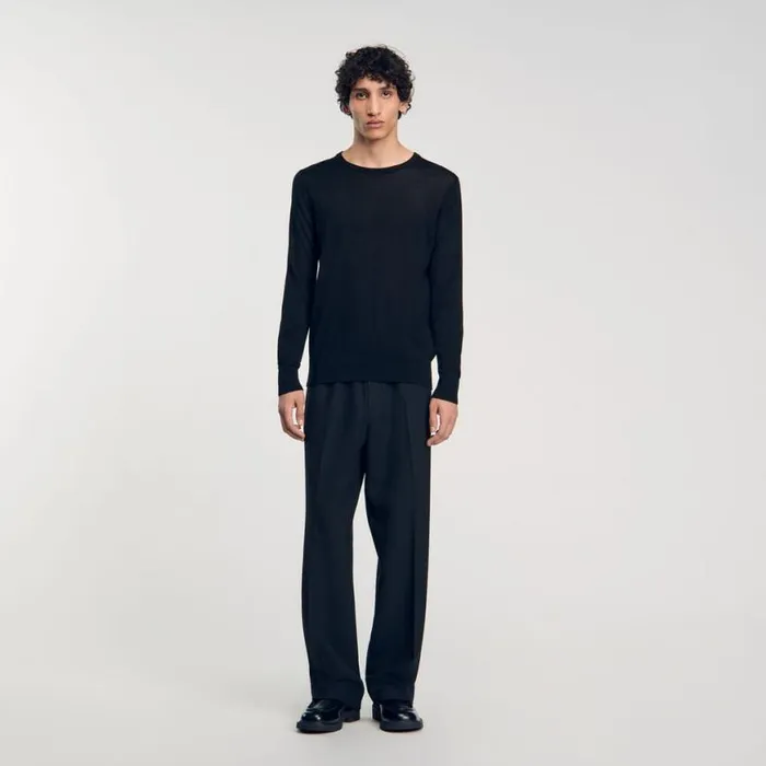 Men Sweaters and Cardigans SANDRO Fine Knit Sweater Black