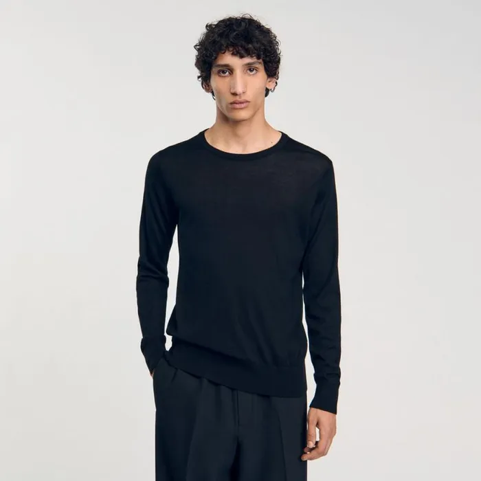 Men Sweaters and Cardigans SANDRO Fine Knit Sweater Black