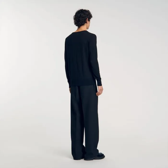 Men Sweaters and Cardigans SANDRO Fine Knit Sweater Black