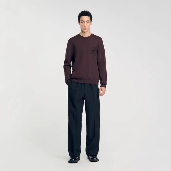 Men Sweaters and Cardigans SANDRO Floral Sweatshirt Chocolate