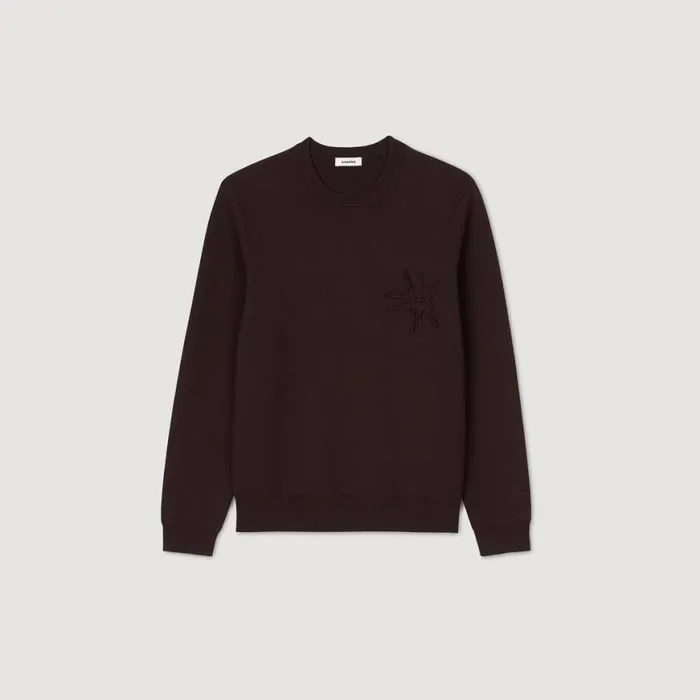 Men Sweaters and Cardigans SANDRO Floral Sweatshirt Chocolate