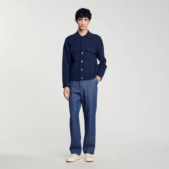 Men Sweaters and Cardigans SANDRO Knit Jacket Midnight Blue