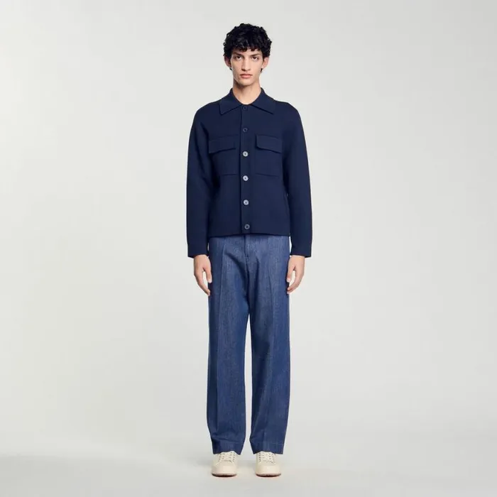 Men Sweaters and Cardigans SANDRO Knit Jacket Midnight Blue