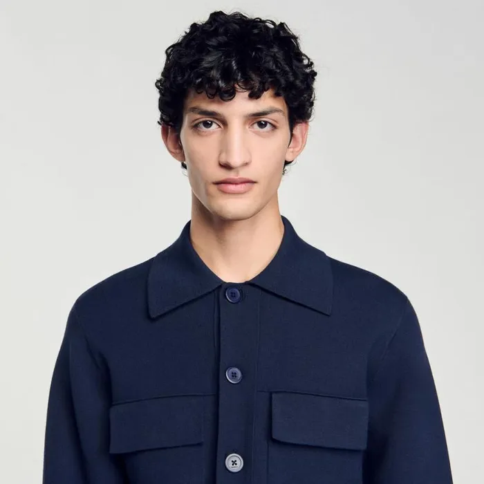 Men Sweaters and Cardigans SANDRO Knit Jacket Midnight Blue