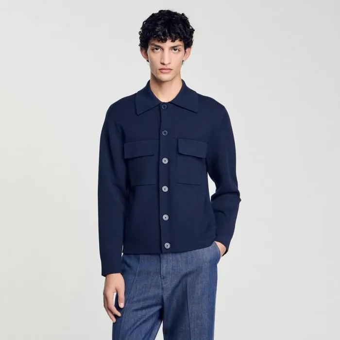 Men Sweaters and Cardigans SANDRO Knit Jacket Midnight Blue