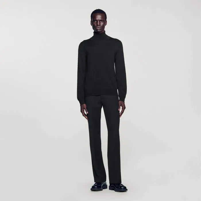 Men Sweaters and Cardigans SANDRO Roll Neck Wool Sweater Navy Blue