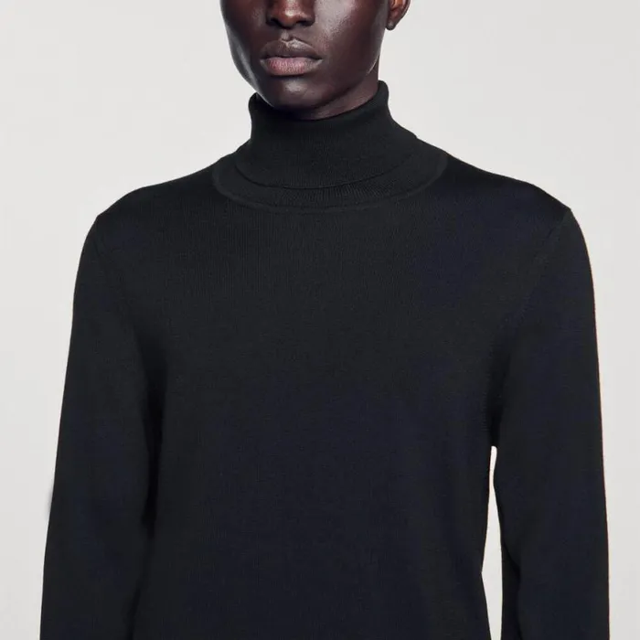 Men Sweaters and Cardigans SANDRO Roll Neck Wool Sweater Navy Blue