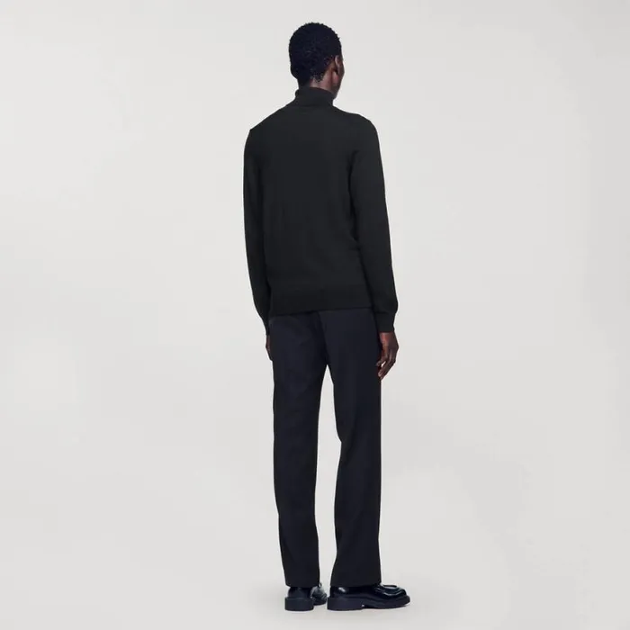 Men Sweaters and Cardigans SANDRO Roll Neck Wool Sweater Navy Blue