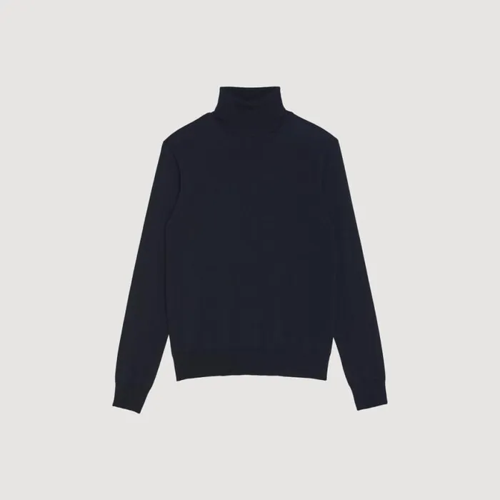Men Sweaters and Cardigans SANDRO Roll Neck Wool Sweater Navy Blue