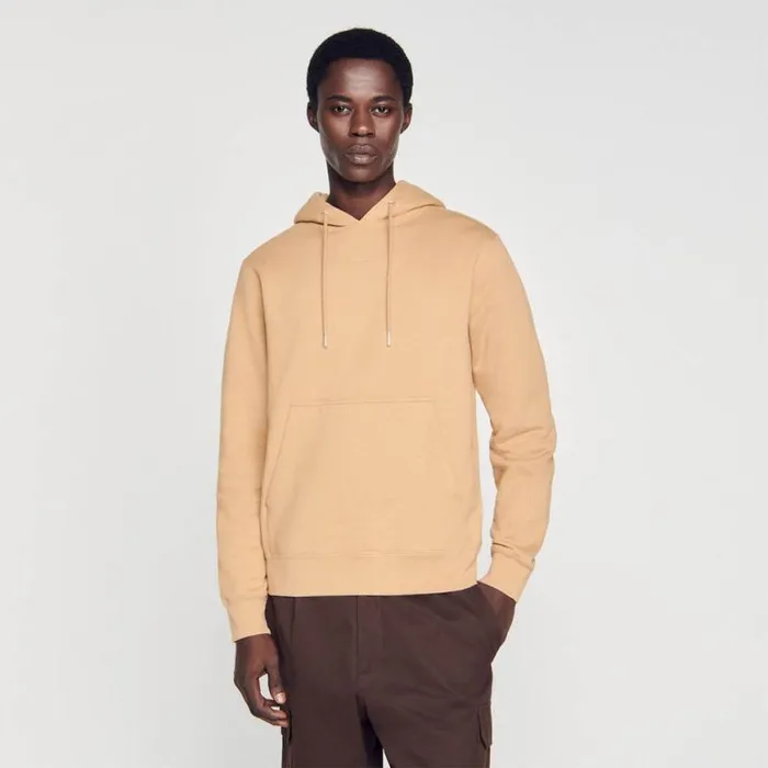 Men Sweatshirts and Hoodies SANDRO Embroidered Hoodie Light Brown
