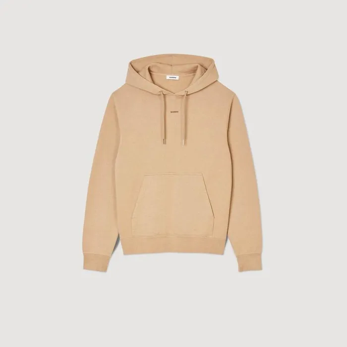 Men Sweatshirts and Hoodies SANDRO Embroidered Hoodie Light Brown