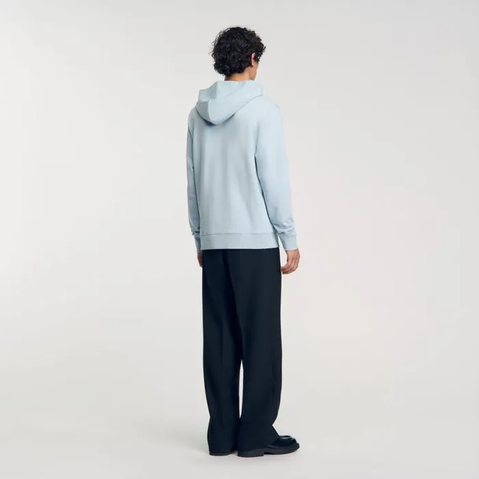 Men Sweatshirts and Hoodies SANDRO Floral Hoodie Baby Blue