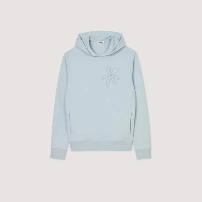 Men Sweatshirts and Hoodies SANDRO Floral Hoodie Baby Blue
