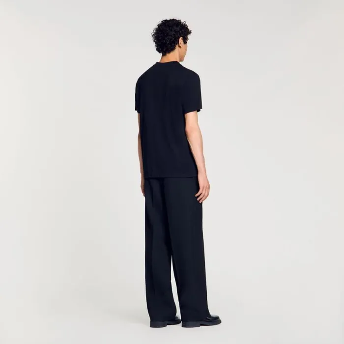 Men Tshirts and Polos SANDRO Cotton Tshirt With Logo Black