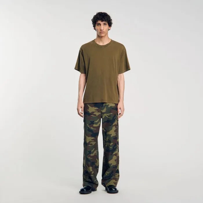 Men Tshirts and Polos SANDRO Fadedeffect Tshirt Olive Green