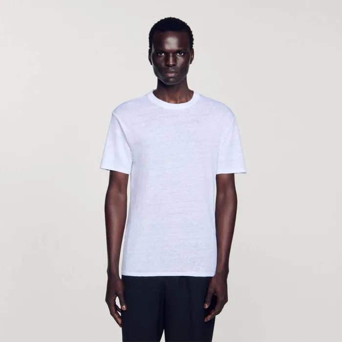 Men Tshirts and Polos SANDRO Linen Tshirt White