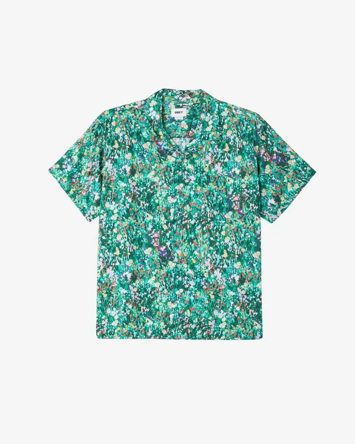 Men THE GARDEN SHIRT Teal Blue Multi OBEY Clothing TOPS