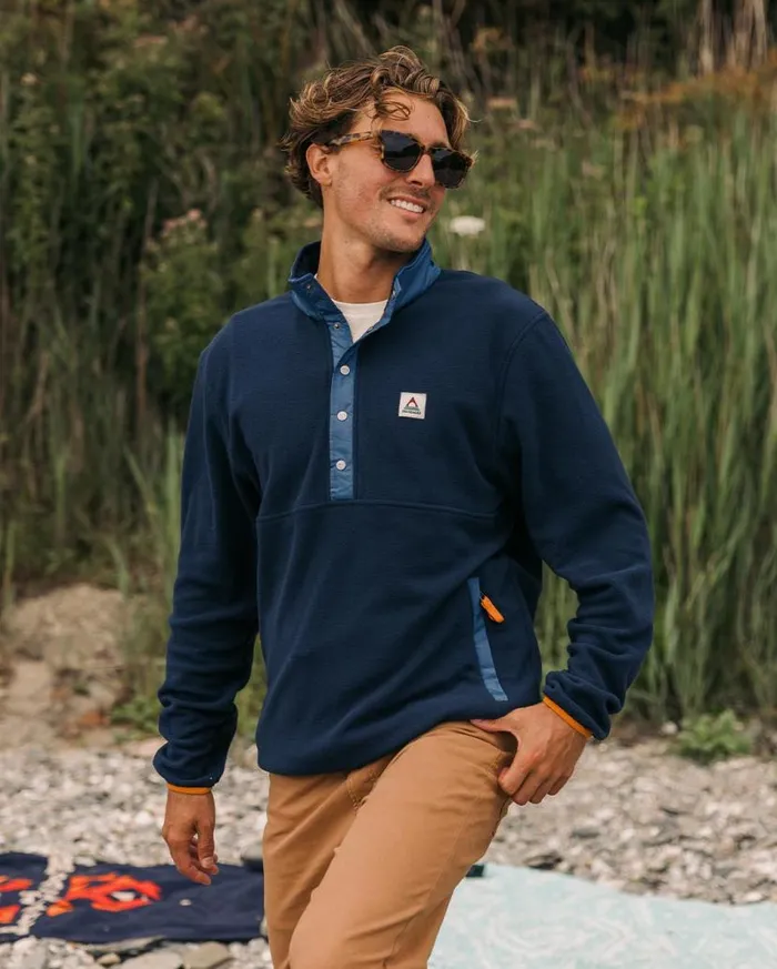 Men Tops Passenger Adrift Recycled Polar Fleece Deep Navy Deep Navy