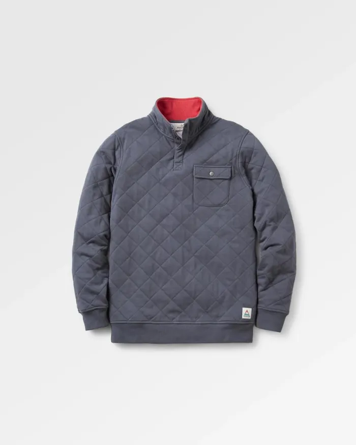 Men Tops Passenger Bark Recycled Quilted Popper Up Sweatshirt Charcoal Charcoal