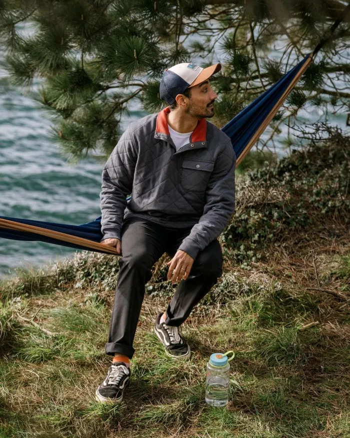 Men Tops Passenger Bark Recycled Quilted Popper Up Sweatshirt Charcoal Charcoal
