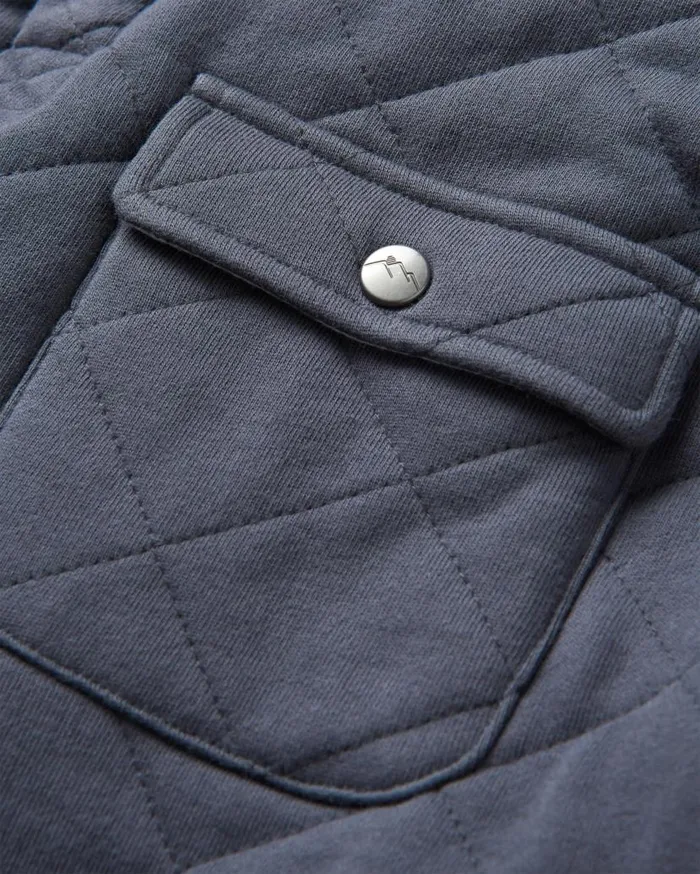 Men Tops Passenger Bark Recycled Quilted Popper Up Sweatshirt Charcoal Charcoal