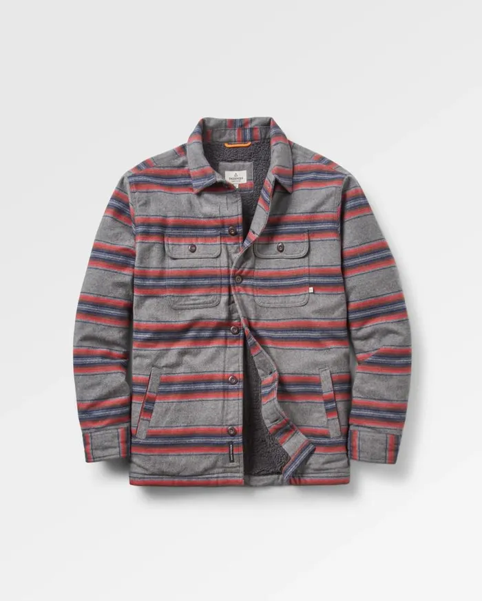 Men Tops Passenger Freestyle SherpaLined Overshirt Grey Marl Stripe Grey Marl Stripe