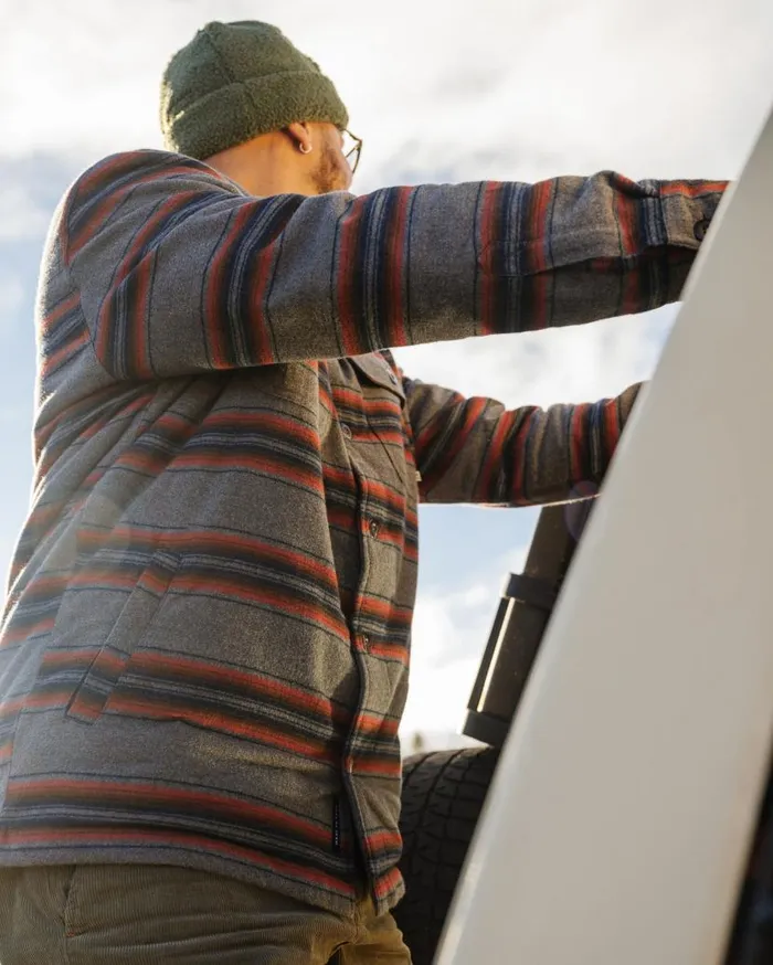 Men Tops Passenger Freestyle SherpaLined Overshirt Grey Marl Stripe Grey Marl Stripe