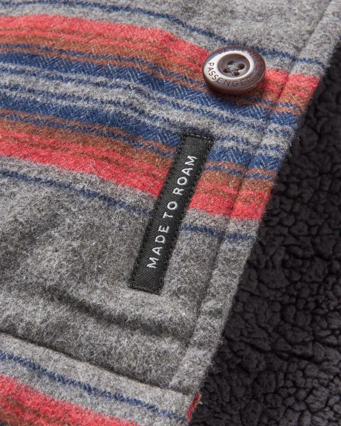 Men Tops Passenger Freestyle SherpaLined Overshirt Grey Marl Stripe Grey Marl Stripe