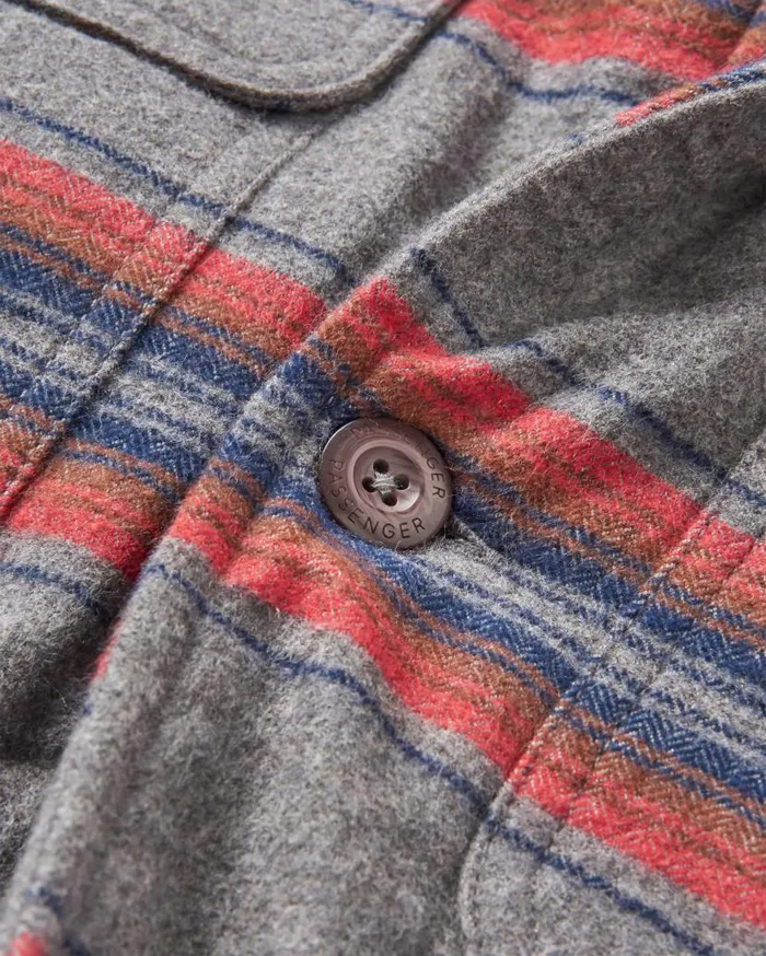 Men Tops Passenger Freestyle SherpaLined Overshirt Grey Marl Stripe Grey Marl Stripe