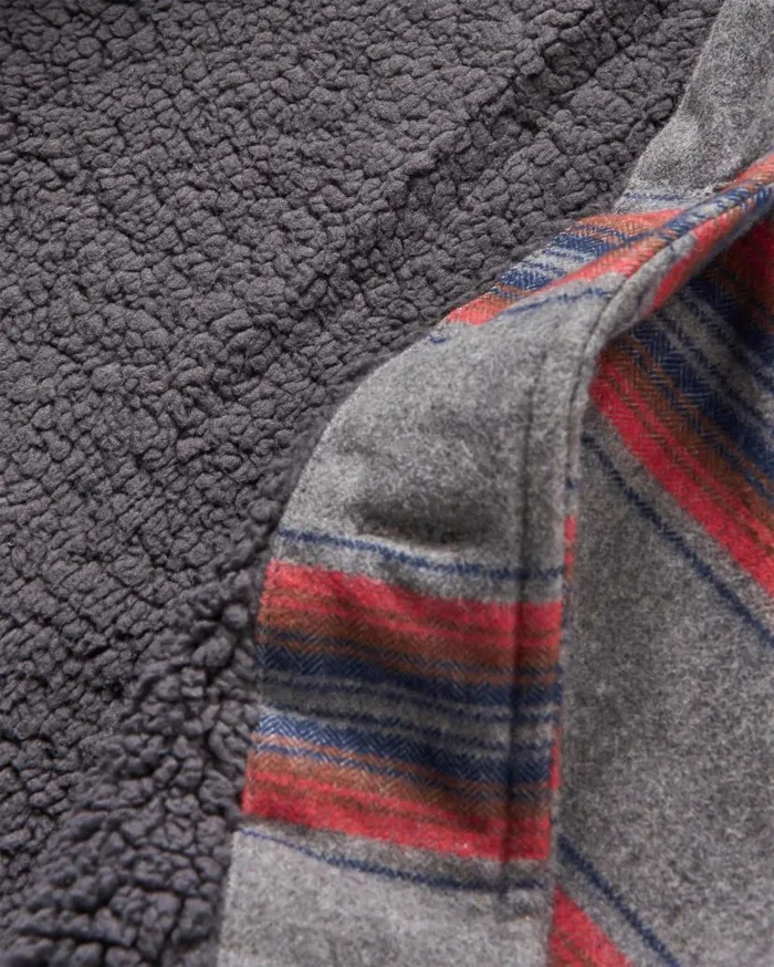 Men Tops Passenger Freestyle SherpaLined Overshirt Grey Marl Stripe Grey Marl Stripe