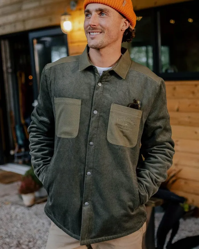 Men Tops Passenger Kodiak Sherpa Lined Cord Overshirt Dusty Olive Dusty Olive