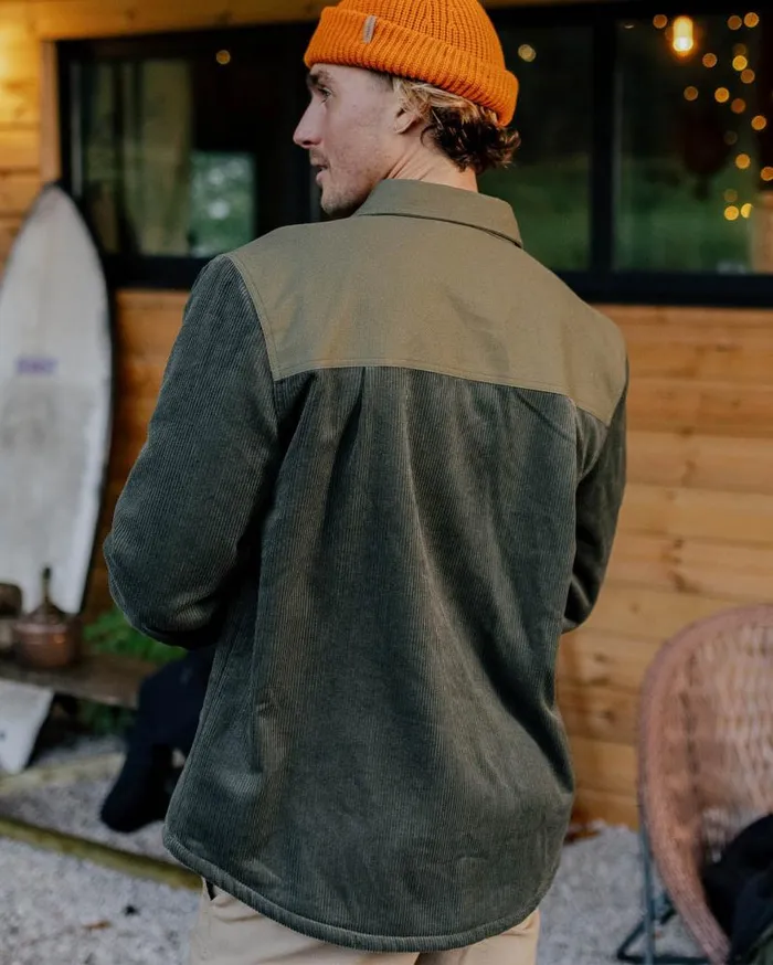 Men Tops Passenger Kodiak Sherpa Lined Cord Overshirt Dusty Olive Dusty Olive