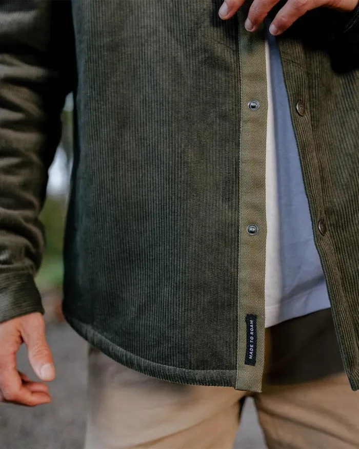 Men Tops Passenger Kodiak Sherpa Lined Cord Overshirt Dusty Olive Dusty Olive