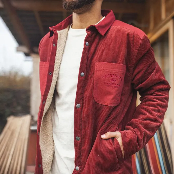 Men Tops Passenger Kodiak Sherpa Lined Cord Overshirt Russet Brown Russet Brown