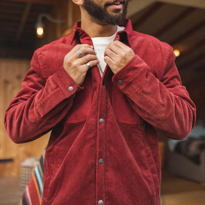 Men Tops Passenger Kodiak Sherpa Lined Cord Overshirt Russet Brown Russet Brown