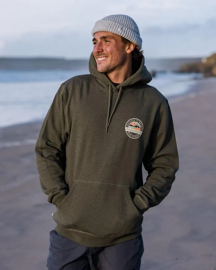 Men Tops Passenger Odyssey Organic Cotton Hoodie Khaki Marl Khaki Marl