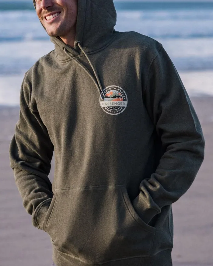 Men Tops Passenger Odyssey Organic Cotton Hoodie Khaki Marl Khaki Marl