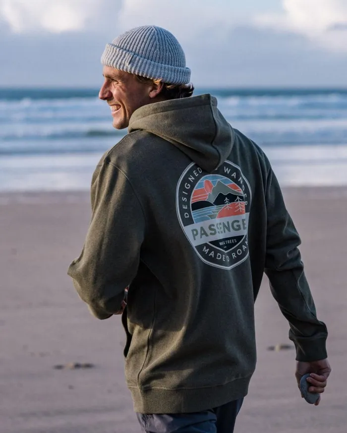 Men Tops Passenger Odyssey Organic Cotton Hoodie Khaki Marl Khaki Marl