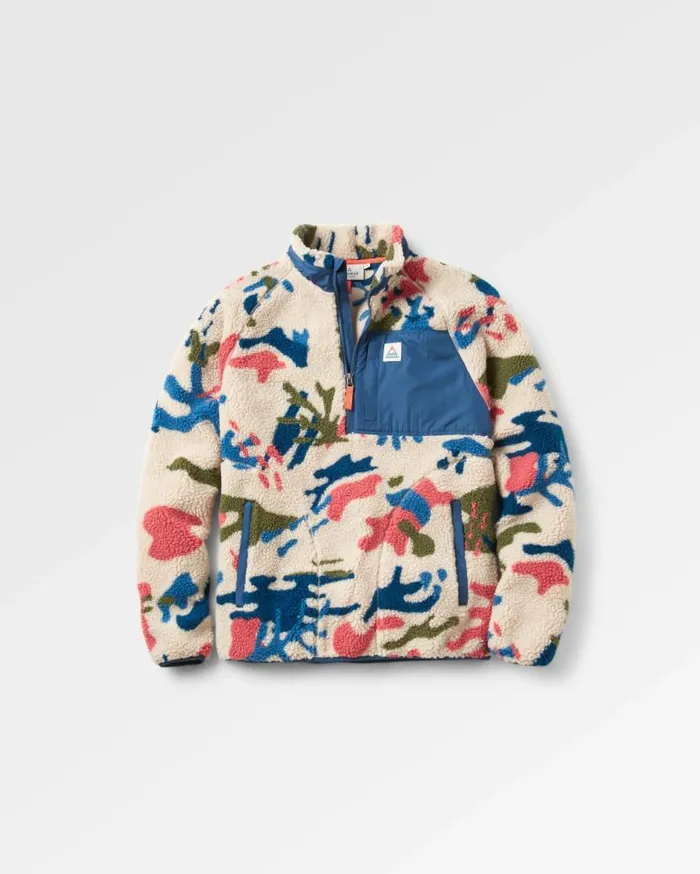 Men Tops Passenger Offroad Recycled Sherpa 12 Zip Fleece Seaweed Camo Pebble Grey Seaweed Camo Pebble Grey
