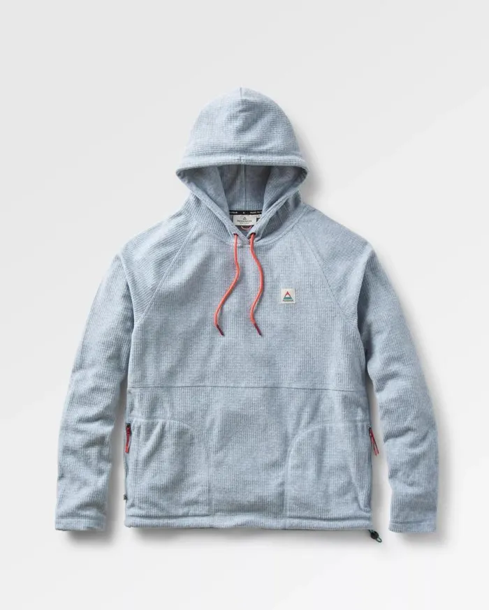 Men Tops Passenger Point Recycled Grid Polar Fleece Hoodie Grey Marl Grey Marl